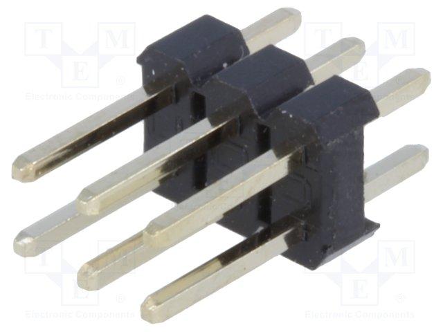 Connecteur male/male double ci-droit - 2 x 3 contacts pas 2.54mm h=6.1mm lot de 5