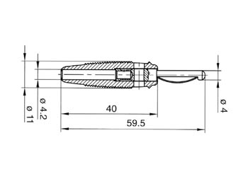 Fiche banane mâle 4.0mm  - cati 60vdc 16a -avec reprise transversale - a souder - noir (vq20) hirschmann