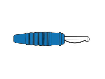 Fiche banane mâle 4.0mm  - cat1  60vdc 30a -avec reprise transversale - a souder - bleue - (vq30) - hirschmann