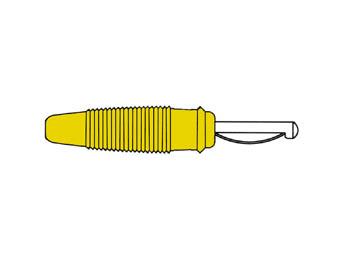 Fiche banane mâle 4.0mm  - cat1  60vdc 30a -avec reprise transversale - a souder - jaune - (vq30) - hirschmann