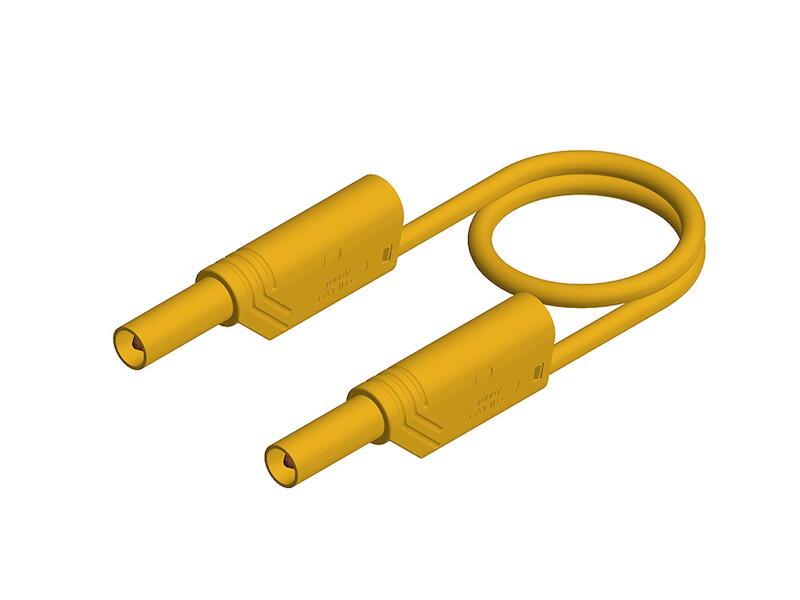 Cordon de mesure 4mm hirschmann avec reprise arrière - jaune / l=100cm (mls ws 100)