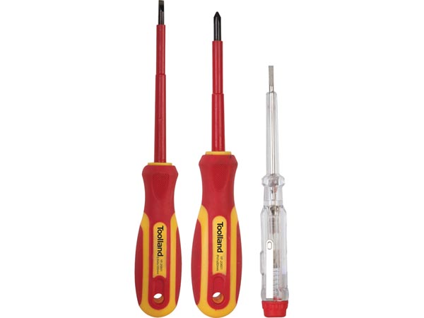 Jeu de 2 tournevis isolés + testeur de tension , isolation électrique (1000 v) - vde (ied 60900:2004)