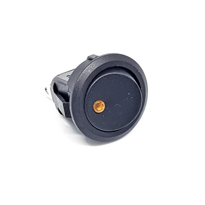 Inter a bascule rond avec led ambre on-off 12v 16a diametre=20mm