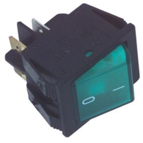 Inter à bascule bipolaire on-off  10a 250vac 37x22mm avec voyant 220v vert