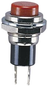 Bouton poussoir fugitif off-(on) unipolaire 1a percage 10mm rouge