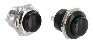 Poussoir fugitif aluminium 22mm  1t off-(on) 12/24v 20/10a bornier a vis noir ( capuchon d'etancheite a part )