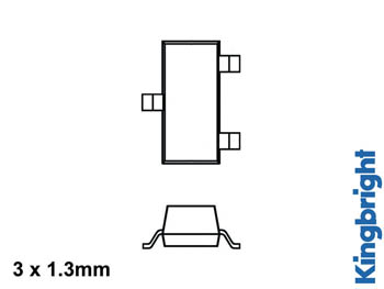 Led cms 3 x 1.3mm vert diffusant