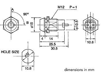 12mm 1 rt 0.5a/ 250vac cle detachable dans les 2 positions anti-poussiere