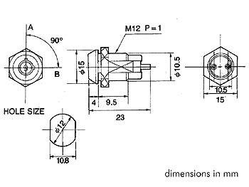 Inter à clé à pompe d=12mm 0.5a/ 250vac
