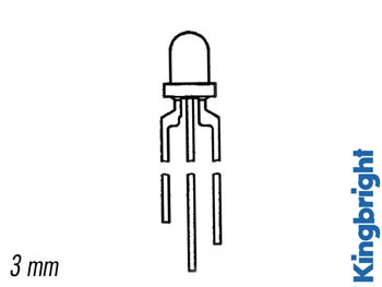 L-115wegw led 3mm rouge/vert white blanc diffus 50mcd