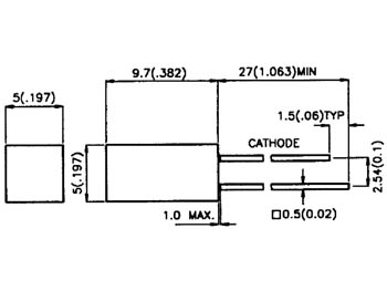Led carree rouge diffusante 5 x 5mm