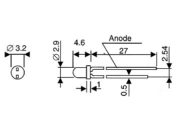 Led standard 3mm - vert diffusant