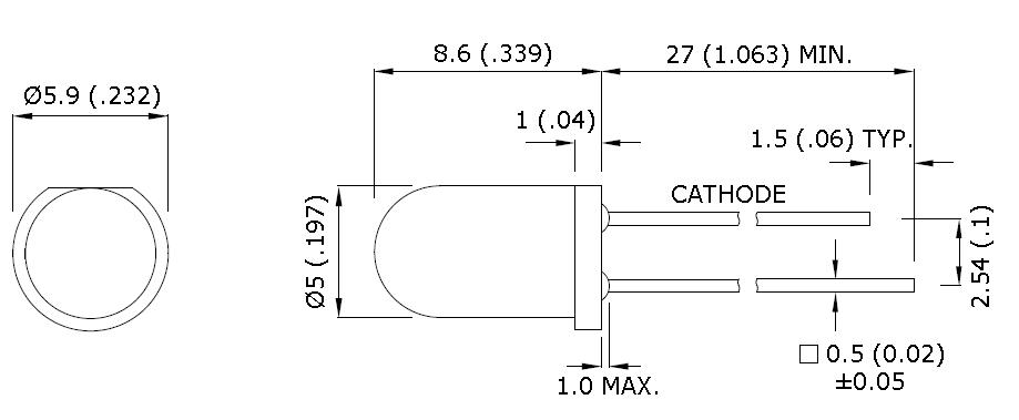 Led a resistance interne 5mm 5v - vert diffusant