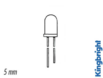 Led a resistance interne 5mm 12v - rouge diffusant