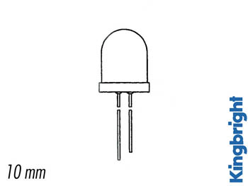 Led superlumineuse rouge diffusante 10mm 100mcd