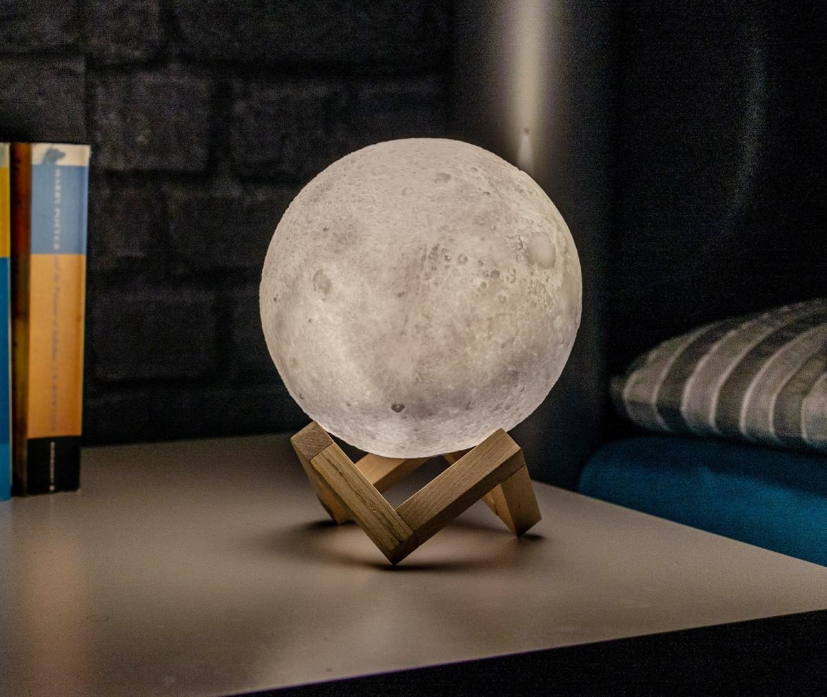 Lumière décorative lune 3d - Ø 15cm - rechargeable - blanc chaud, neutre ou froid