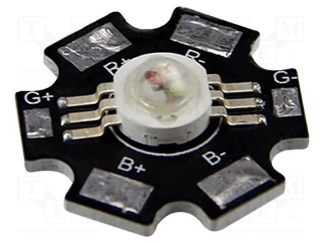 Led de puissance 3w star rgb 467nm/523nm/622nm 2.2...2.6/3.2...3.8/3.2...3.8v