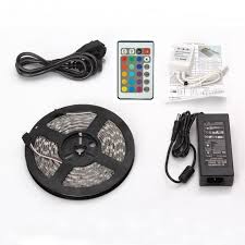 Flexible lumineux a led multicolore l=5m + controleur + telecommande + alimentation pour l'interieur