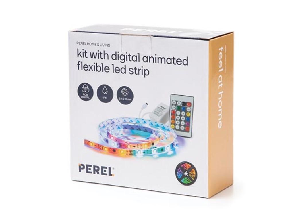 Flexible led rgb animé avec contrôleur , télécommande + alimentation / 5 mètres