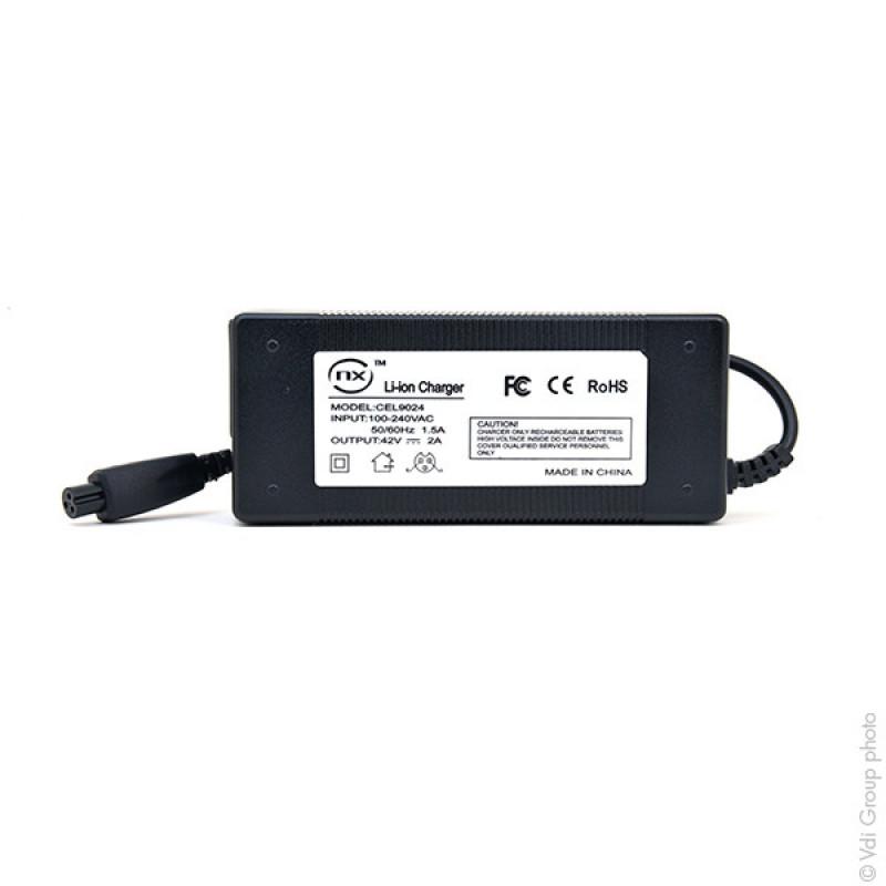 Chargeur lithium-ion 42v 2a pour hoverboard,trottinette et vélo électrique