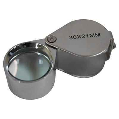 Loupe de table 30x21mm  , grossissement x 10 , robuste en métal chromé ; ideal pour bijoutier ou philatéliste