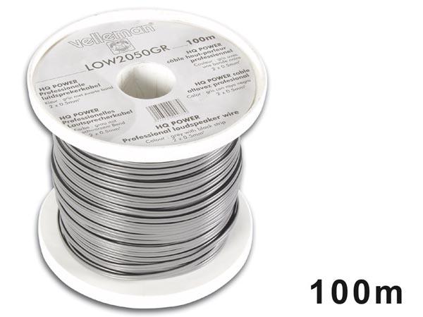 Cable haut-parleur - gris/bande noire - 2 x 0.50mm