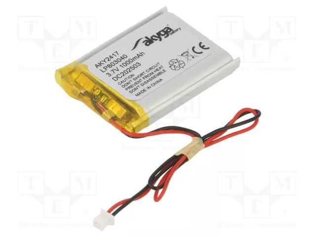 Batterie lithium-polymère (li-po) 3,7v 250mah 8x30x40mm avec connecteur molex