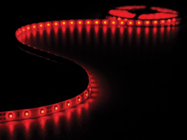 Flexible led - rouge - 300 led - 5m x 8mm - 12v 24w 90lm/m