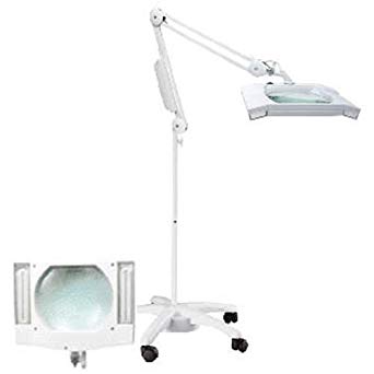 Lampe-loupe 3 dioptries éclairage par 2 tubes de 9w + pied à roulettes