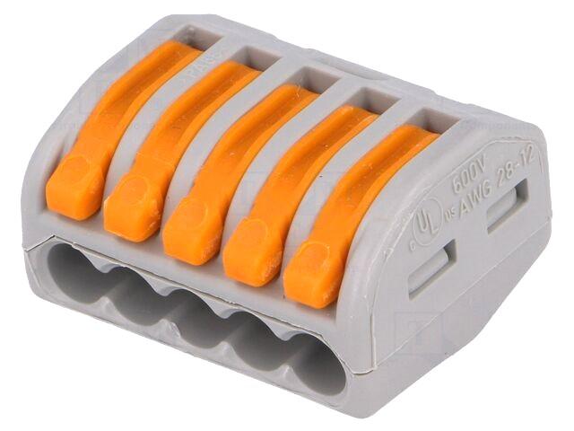 Lot de 2 borniers 5 poles a connexion rapide wago serie 222 (wg222415)