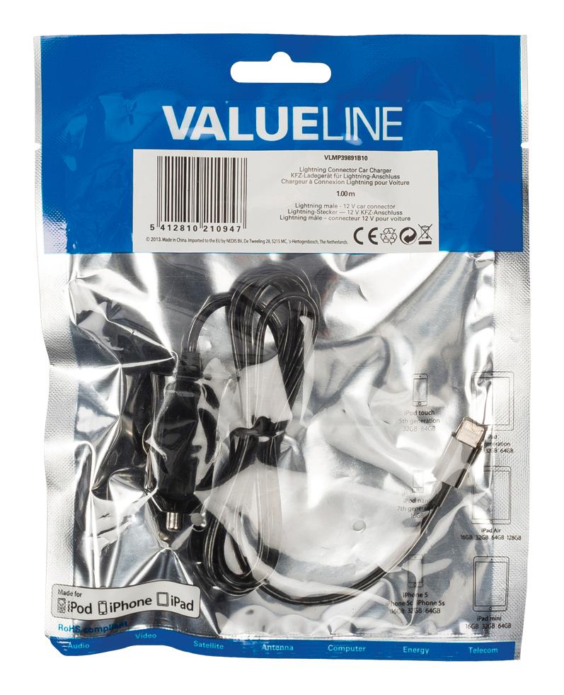 Chargeur lightning mâle pour connecteur lightning pour voiture ? connecteur noir  12 v pour voiture 2.4a