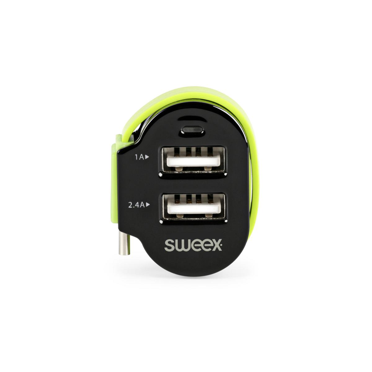 Chargeur de voiture 3 sorties - 6 a 2 x usb / usb-c? noir/vert