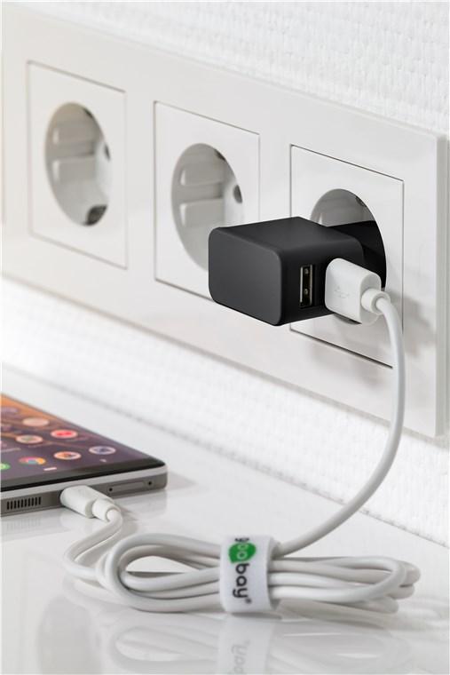 Chargeur usb double 2,4 a (12 w) noir