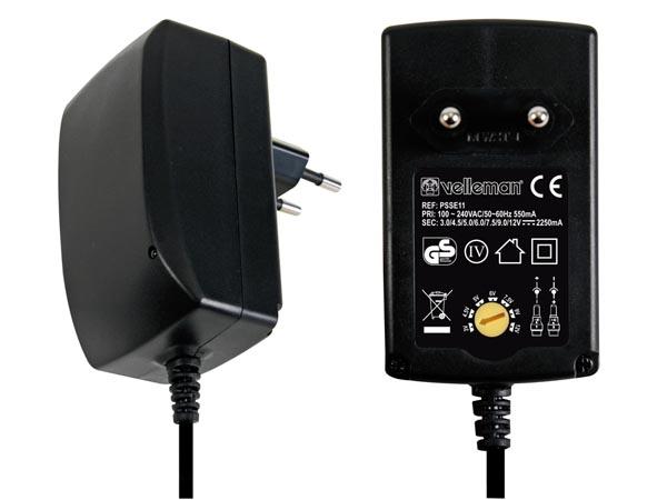 Alimentation 100-240vac 3/4.5/5/6/7.5/9/12 vots 2250ma + 7 fiches