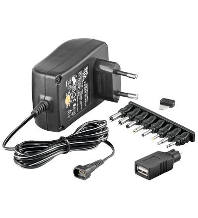 Alimentation 100-240vac 3/4.5/5/6/7.5/9/ 12vcc 1500ma + 9 fiches y compris usb