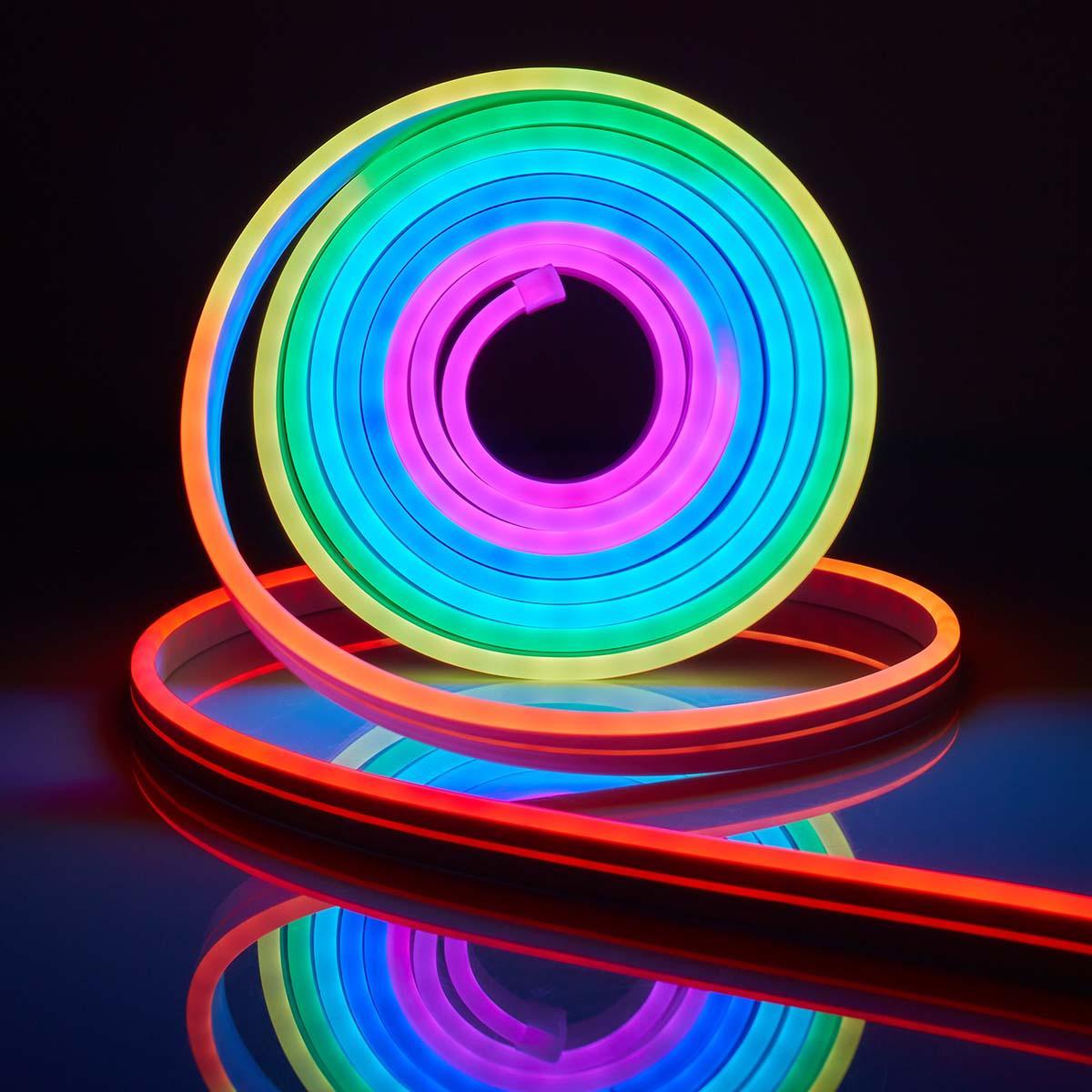 Bande led type néon rgb wifi (télécommande ou smartphone) 5 mètres / 1000 lm / ip44