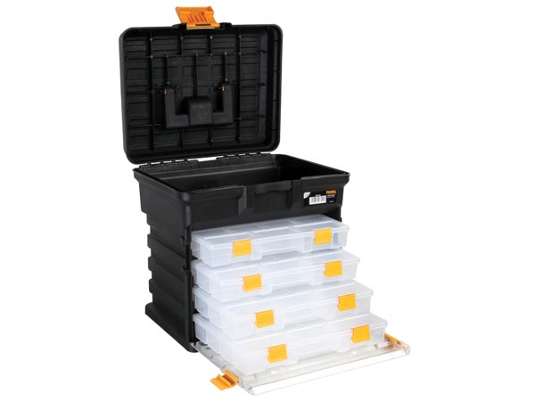 E44-Boîte de rangement double face a 10 compartiments amovibles 195 x 145 x  95 mm à 9,90 €