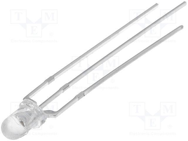 Led 3mm bicolore rouge/blanc chaud 1560-2180mcd 30° anode commune