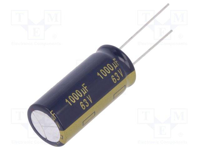 Condensateur chimique radial panasonic faible impedance 2200uf / 25v 18x20mm 105°c