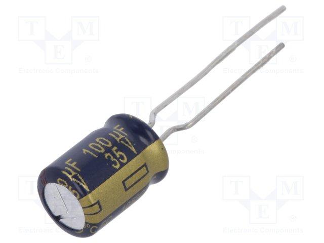 Condensateur chimique radial panasonic faible impedance 47uf / 100v 10x20mm 105°c