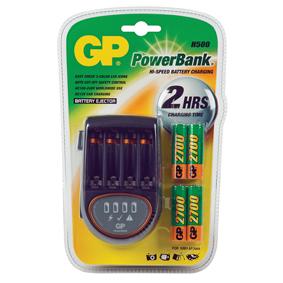 Chargeur gp powerbank h500 avec 4 batteries aa nim