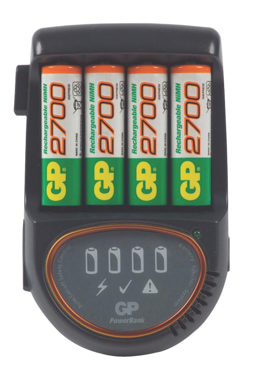 Chargeur gp powerbank h500 avec 4 batteries aa nim