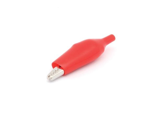 Pince crocodile miniature a souder ouverture max : 6mm - cat1  60vdc 1a - l = 35mm - rouge -