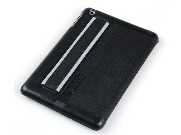 étui avec couverture intelligente et sangle élastique pour apple ipad mini - similcuir noir
