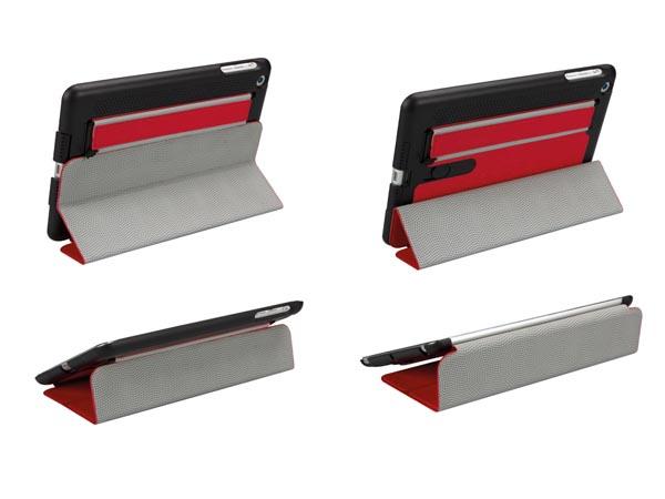 étui avec couverture intelligente et sangle élastique pour apple ipad mini - similcuir rouge