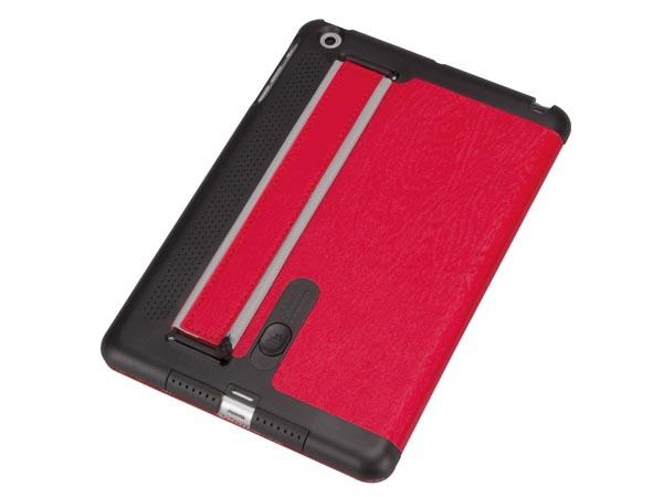 étui avec couverture intelligente et sangle élastique pour apple ipad mini - similcuir rouge