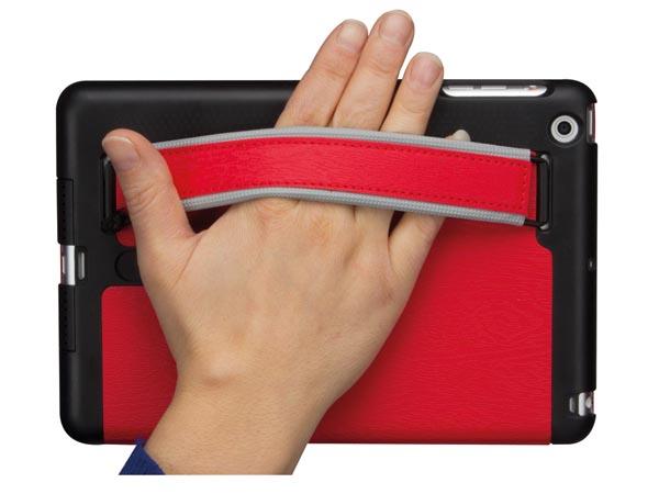 étui avec couverture intelligente et sangle élastique pour apple ipad mini - similcuir rouge