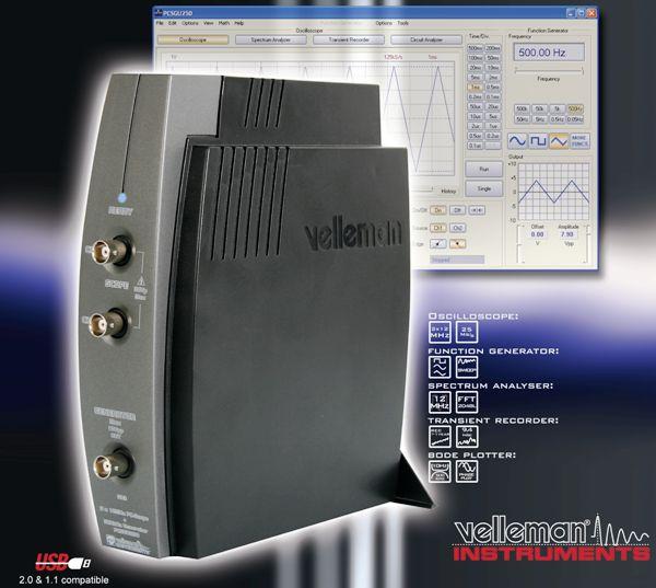 Oscilloscope à 2 canaux pour pc avec connexion usb et générateur