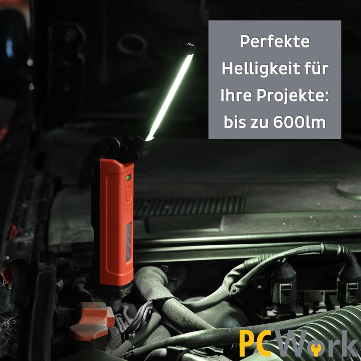 Lampe de travail led 600 lm avec batterie rechargeable et fonction powerbank