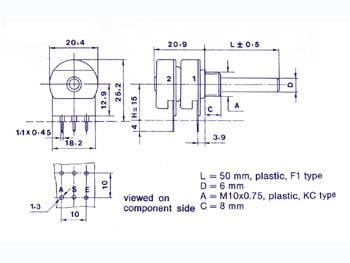 Potentiometre double lineaire 470 kohms